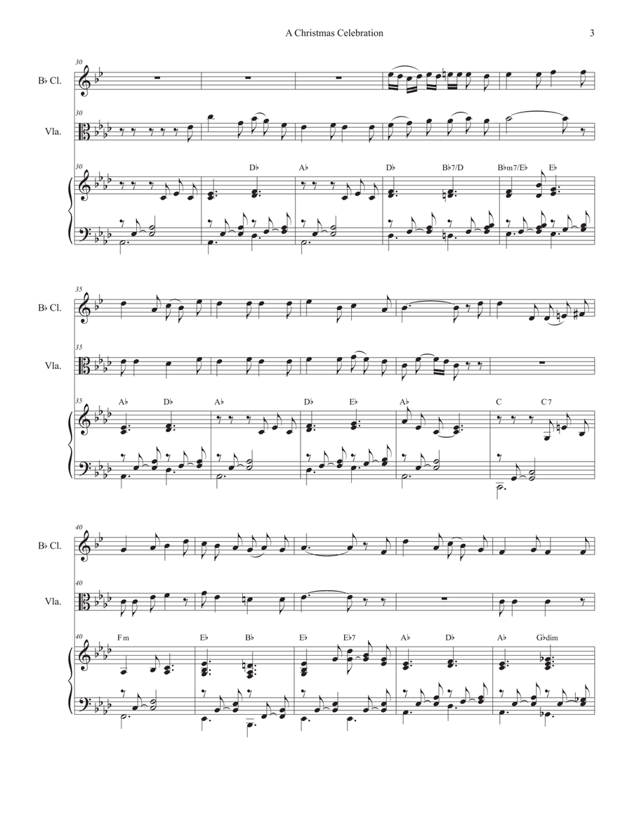 A Christmas Celebration (Duet for Bb-Clarinet and Viola) by Stephen DeCesare B-Flat Clarinet - Digital Sheet Music page 3