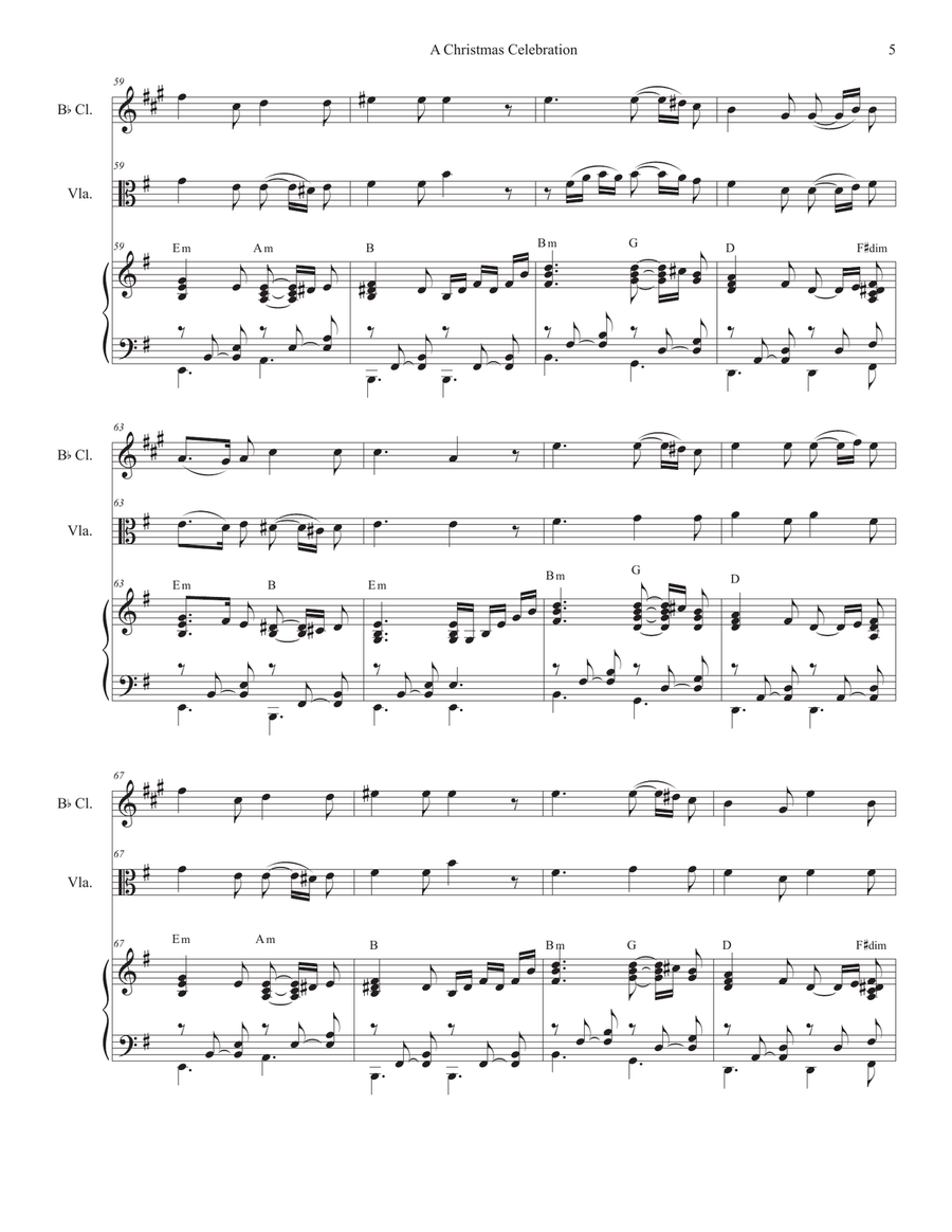 A Christmas Celebration (Duet for Bb-Clarinet and Viola) by Stephen DeCesare B-Flat Clarinet - Digital Sheet Music page 5