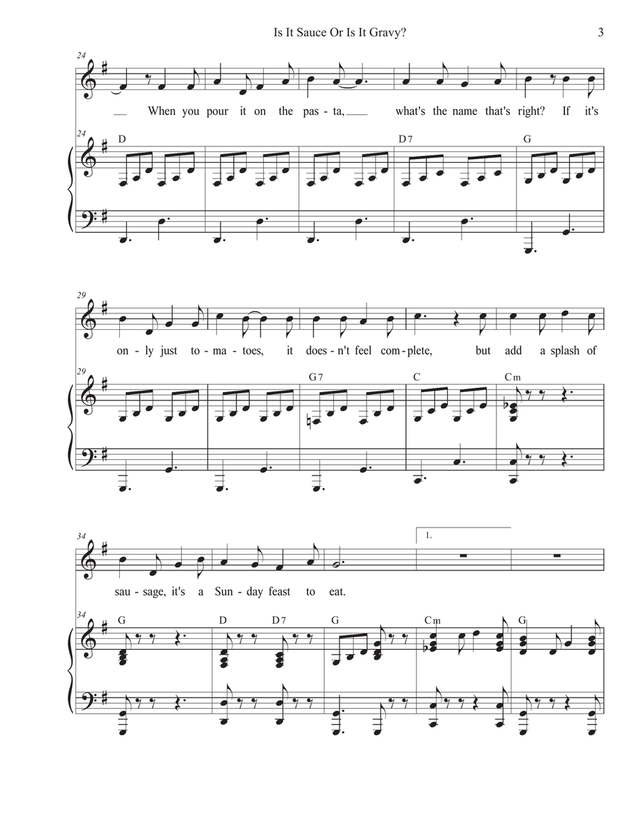 Is It Sauce Or Is It Gravy? (Vocal solo) Piano, Vocal scores gallery preview page 3