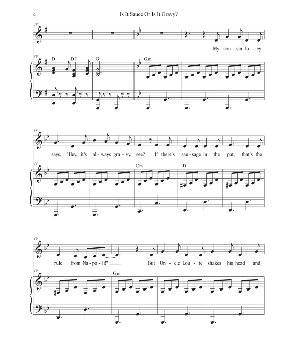 Is It Sauce Or Is It Gravy? (Vocal solo) Piano, Vocal scores gallery preview page 4