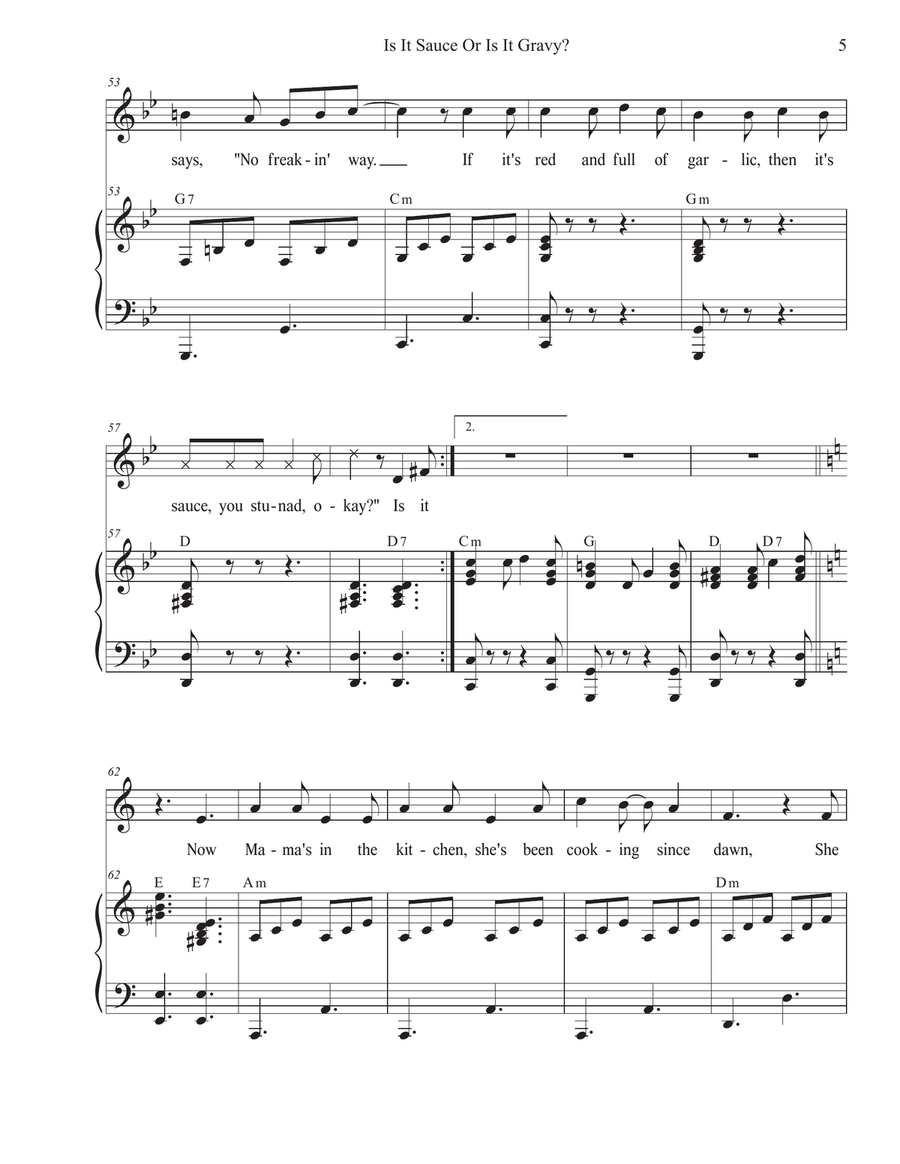 Is It Sauce Or Is It Gravy? (Vocal solo) Piano, Vocal scores gallery preview page 5