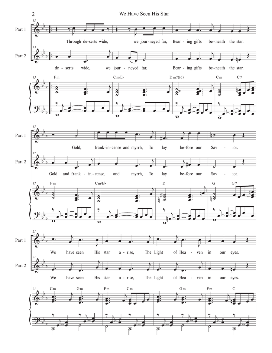 We Have Seen His Star (2-part choir) 2-Part scores gallery preview page 2