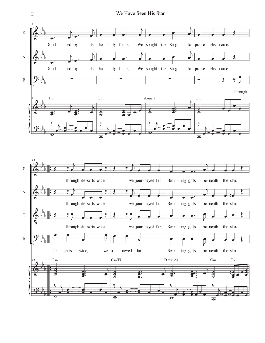 We Have Seen His Star (Vocal Quartet - (SATB) 4-Part scores gallery preview page 2