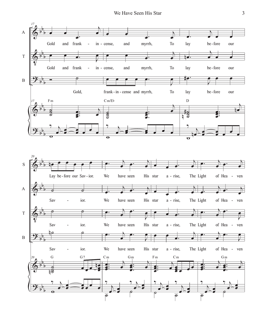 We Have Seen His Star (Vocal Quartet - (SATB) 4-Part scores gallery preview page 3