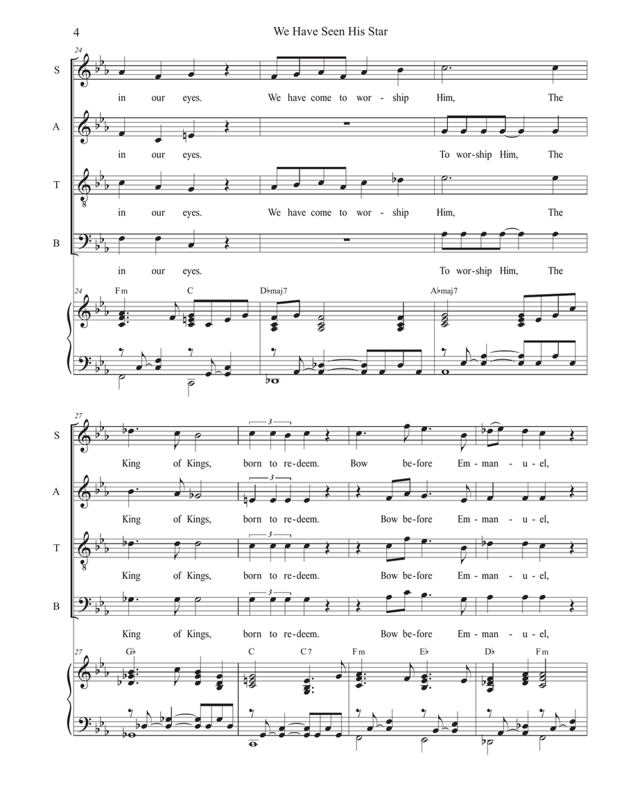 We Have Seen His Star (Vocal Quartet - (SATB) 4-Part scores gallery preview page 4