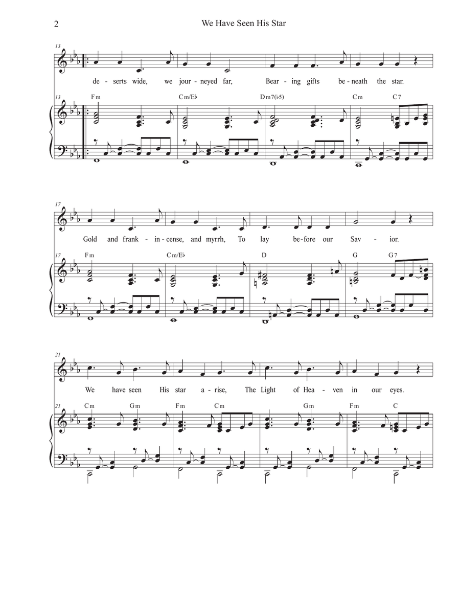 We Have Seen His Star (Vocal solo - High version) Piano, Vocal scores gallery preview page 2