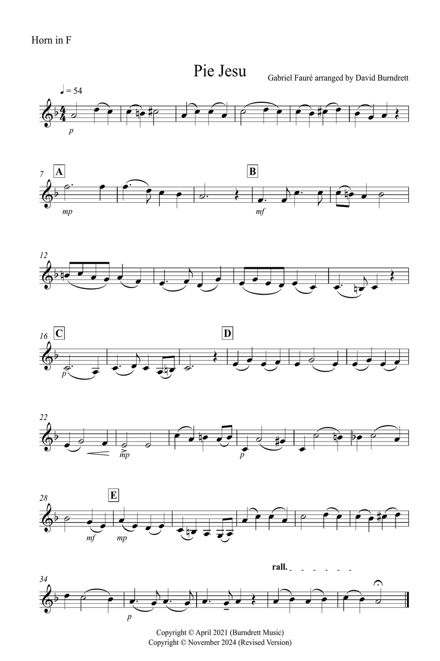 Pie Jesu (from Requiem) for Flute, Horn and Cello Trio Small Ensemble scores gallery preview page 4