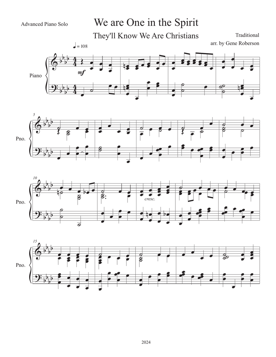 We Are One in the Spirit Piano Solo Piano Solo scores gallery preview page 2
