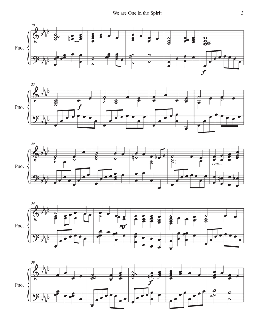 We Are One in the Spirit Piano Solo Piano Solo scores gallery preview page 3