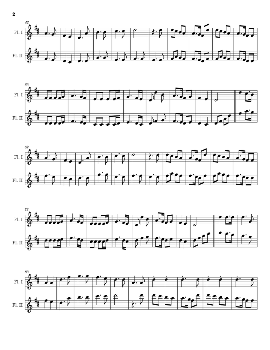 Joy to the World - Arranged for Flute Duet. Flute Duet scores gallery preview page 2
