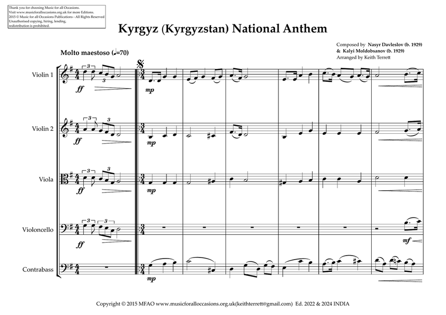 Kyrgyz National Anthem for String Orchestra String Orchestra scores gallery preview page 2