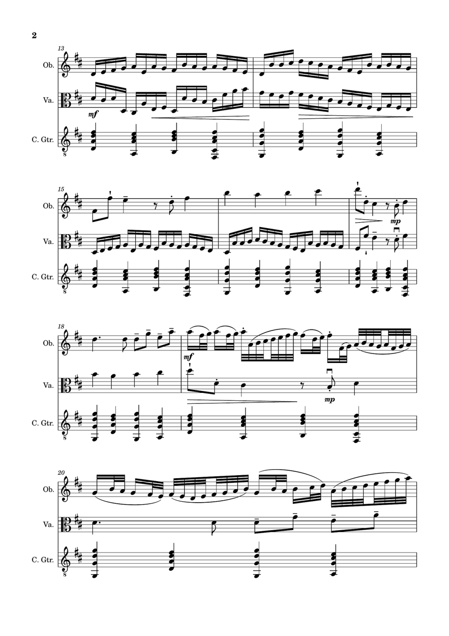 Canon in D Major, P.37; T.337. Oboe, Viola and Guitar. Score and Parts Small Ensemble scores gallery preview page 2