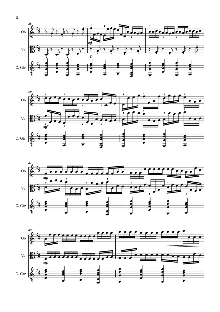 Canon in D Major, P.37; T.337. Oboe, Viola and Guitar. Score and Parts Small Ensemble scores gallery preview page 4
