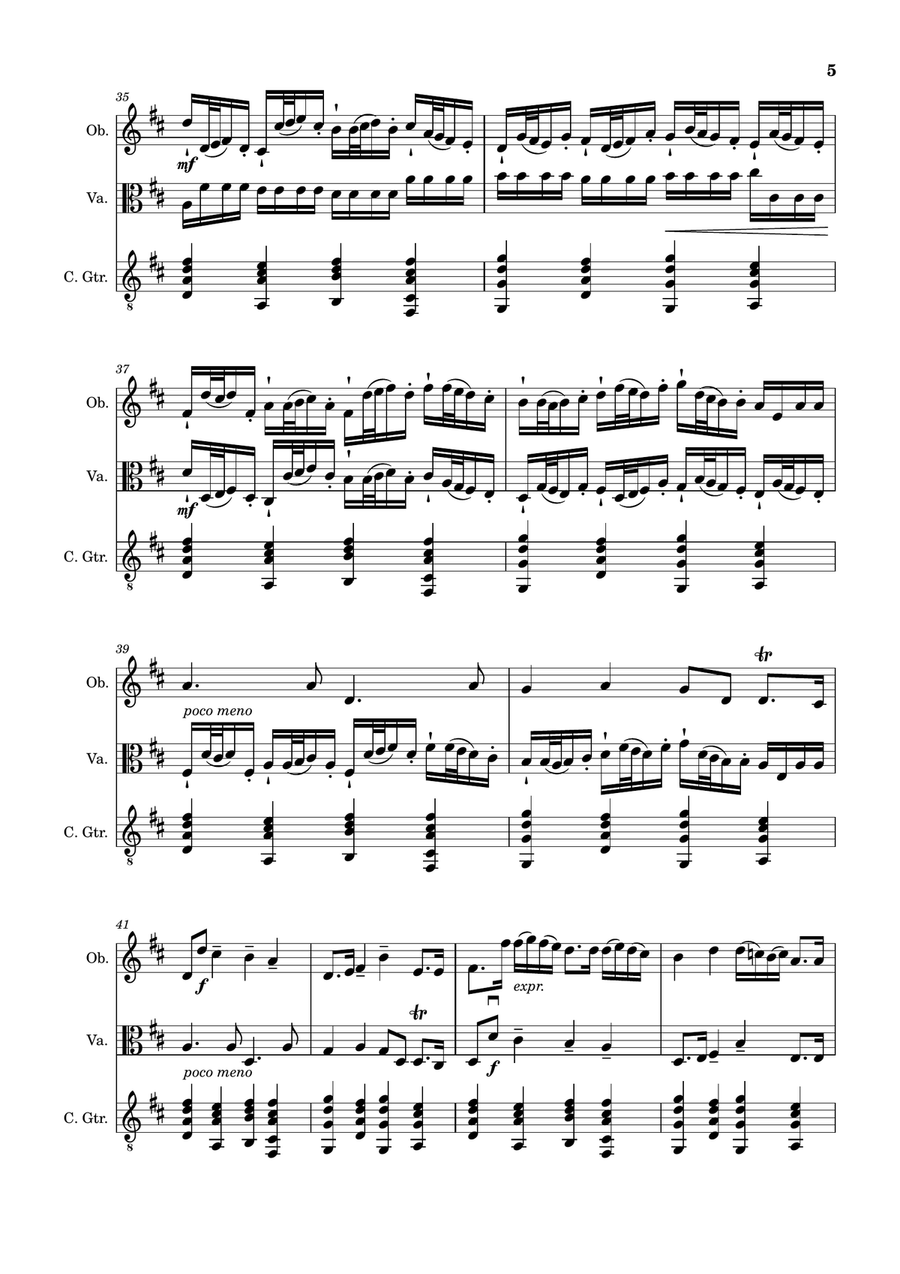 Canon in D Major, P.37; T.337. Oboe, Viola and Guitar. Score and Parts Small Ensemble scores gallery preview page 5