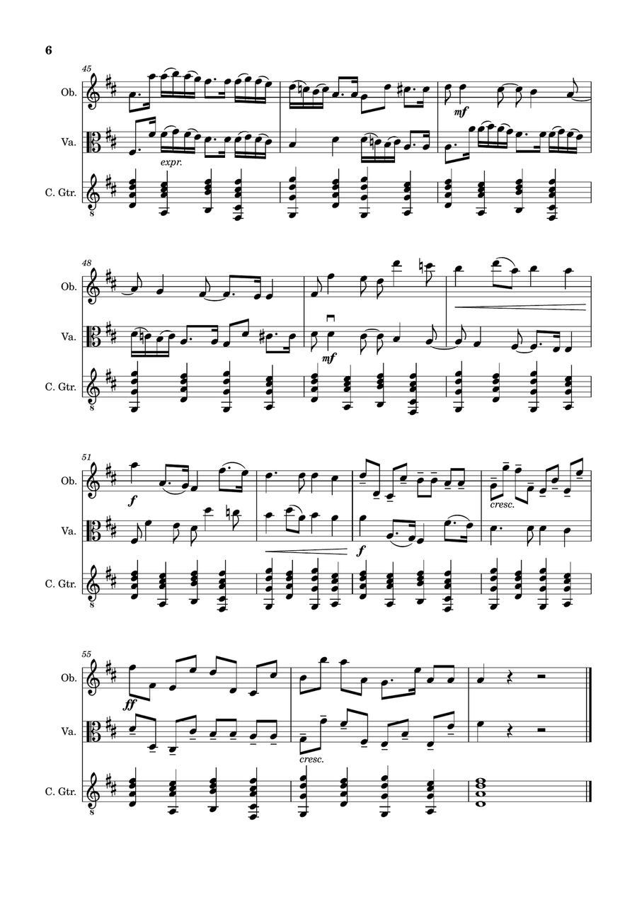 Canon in D Major, P.37; T.337. Oboe, Viola and Guitar. Score and Parts Small Ensemble scores gallery preview page 6