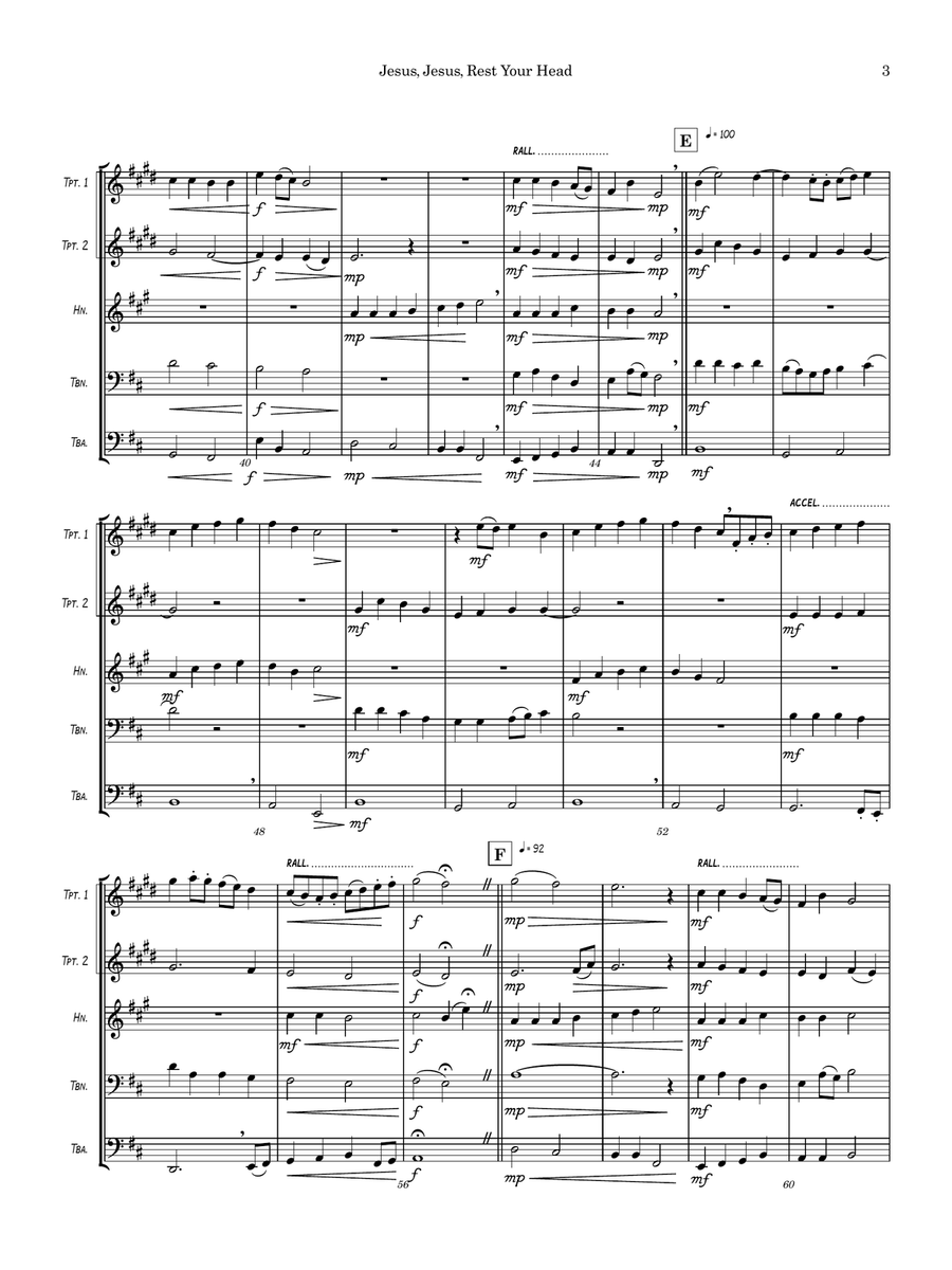Jesus, Jesus, Rest Your head Brass Quintet scores gallery preview page 3