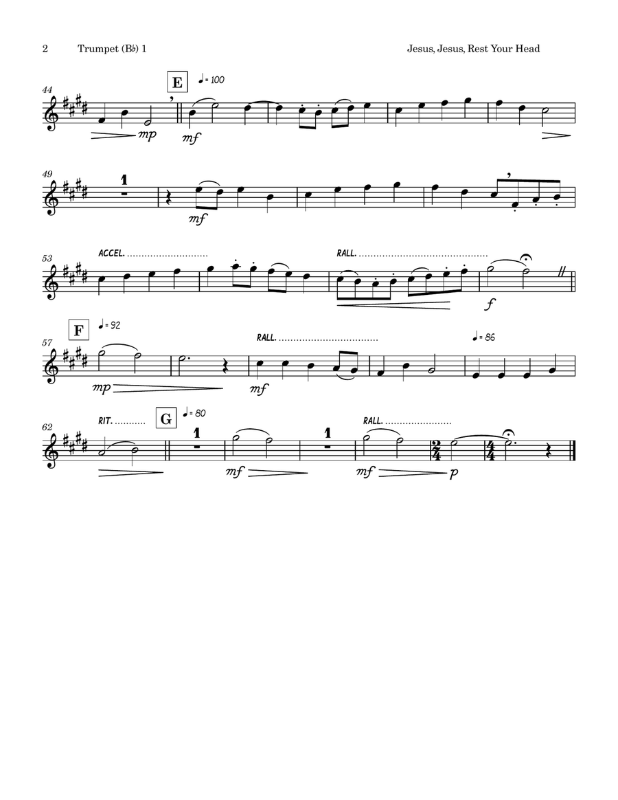 Jesus, Jesus, Rest Your head Brass Quintet scores gallery preview page 6