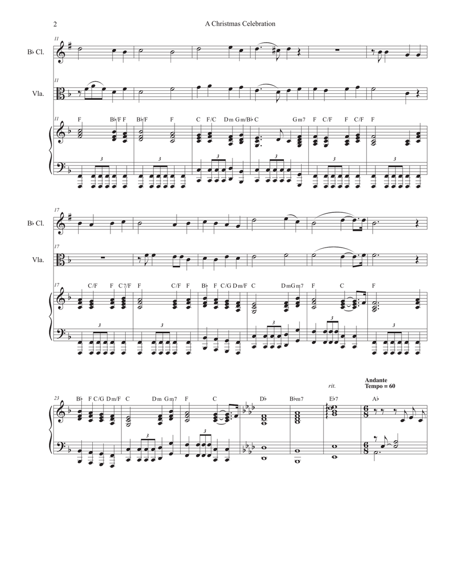 A Christmas Celebration (Duet for Bb-Clarinet and Viola) by Stephen DeCesare B-Flat Clarinet - Digital Sheet Music page 2