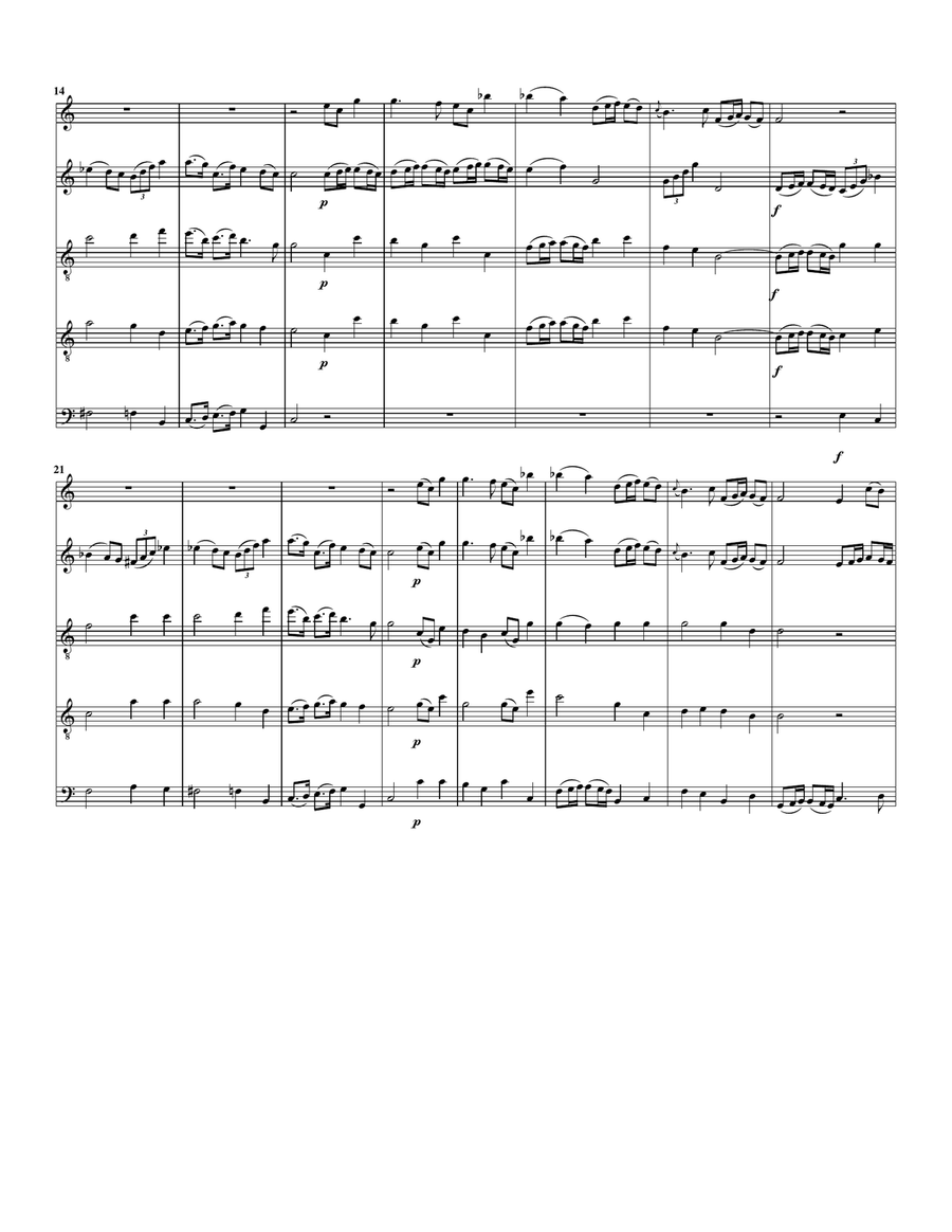Aria: Dein sonst hell beliebter Schein from cantata BWV 176 (arrangement for 5 recorders) Soprano Recorder scores gallery preview page 3
