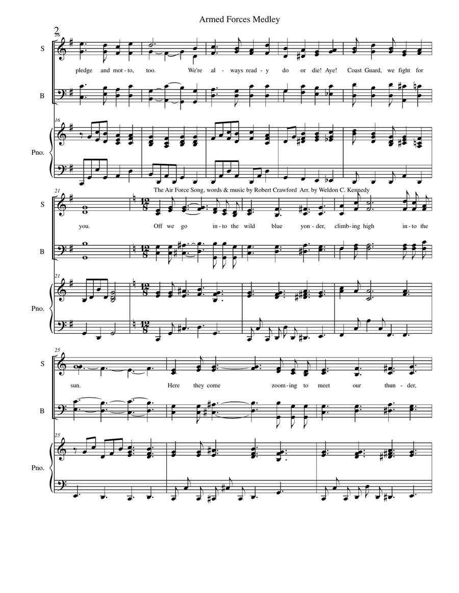 Armed Forces Theme Song Medley Piano, Vocal scores gallery preview page 2