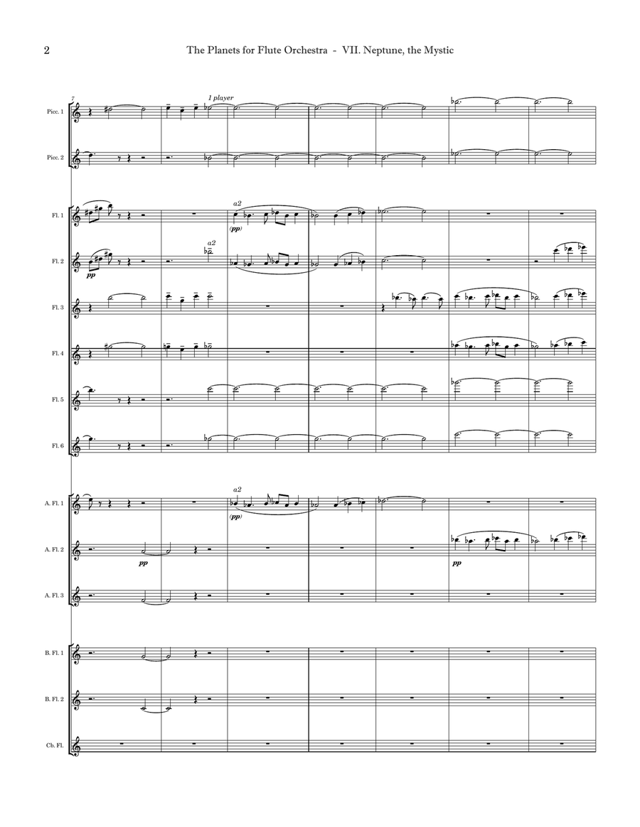 Holst: The Planets - VII. Neptune, the Mystic | Flute Orchestra Flute Choir scores gallery preview page 4