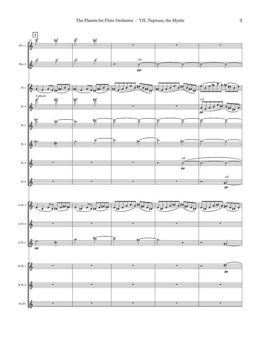 Holst: The Planets - VII. Neptune, the Mystic | Flute Orchestra Flute Choir scores gallery preview page 5
