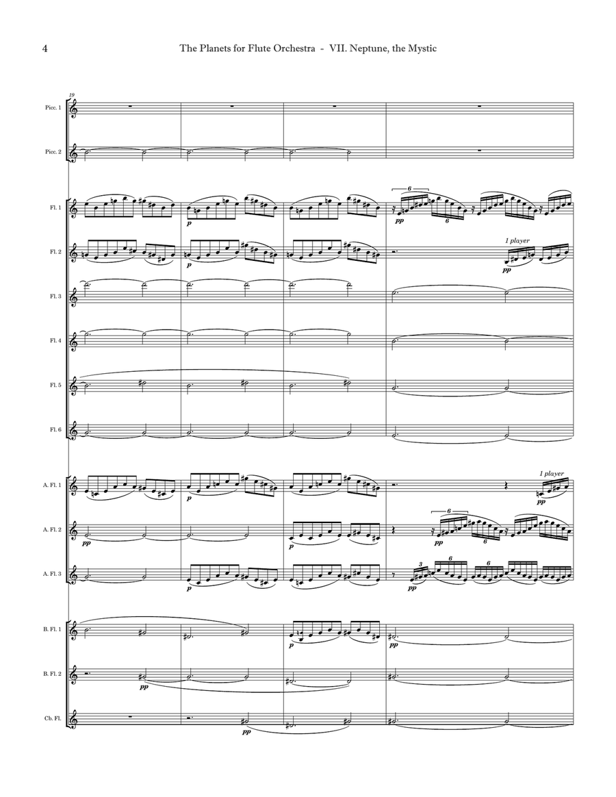 Holst: The Planets - VII. Neptune, the Mystic | Flute Orchestra Flute Choir scores gallery preview page 6