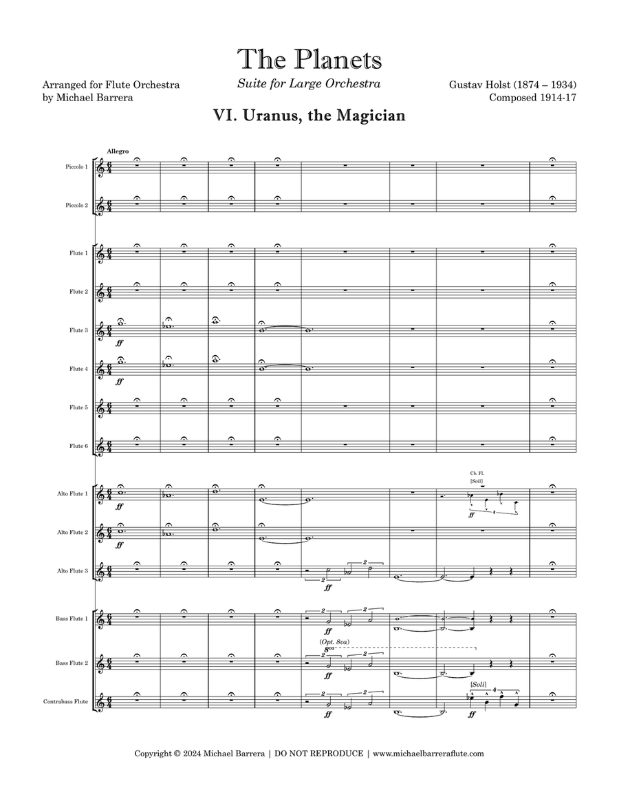 Holst: The Planets - VI. Uranus, the Magician | Flute Orchestra Flute Choir scores gallery preview page 3