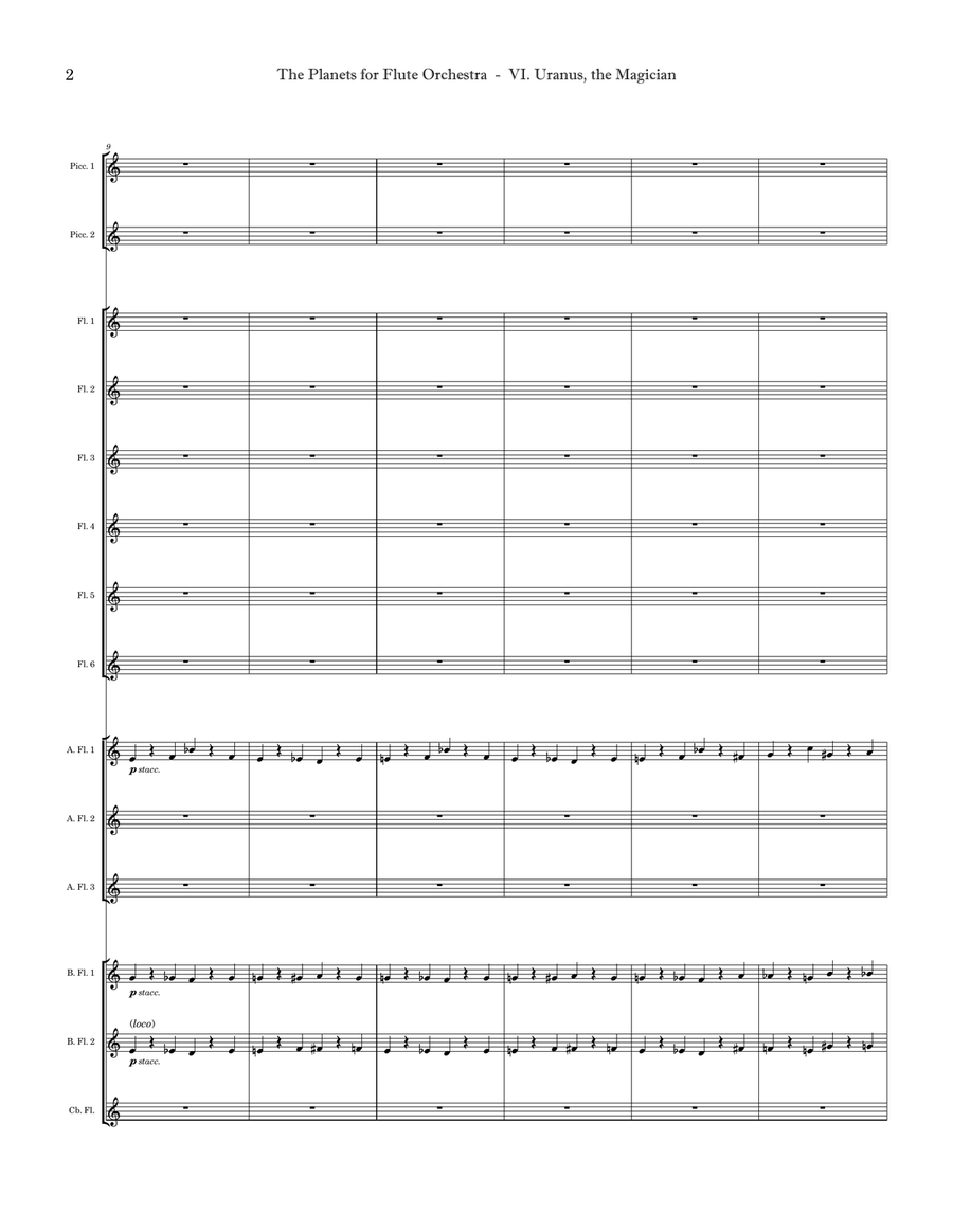 Holst: The Planets - VI. Uranus, the Magician | Flute Orchestra Flute Choir scores gallery preview page 4
