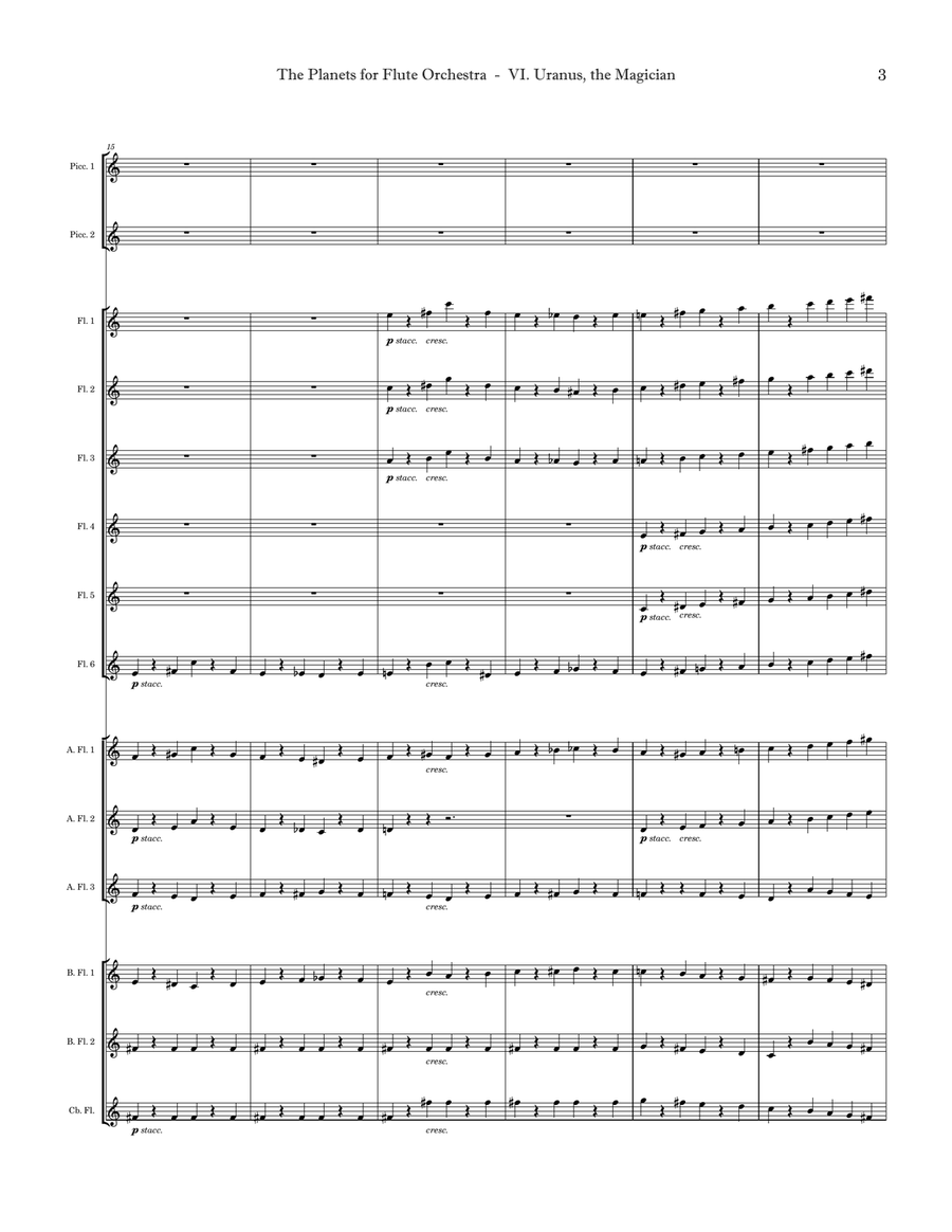 Holst: The Planets - VI. Uranus, the Magician | Flute Orchestra Flute Choir scores gallery preview page 5