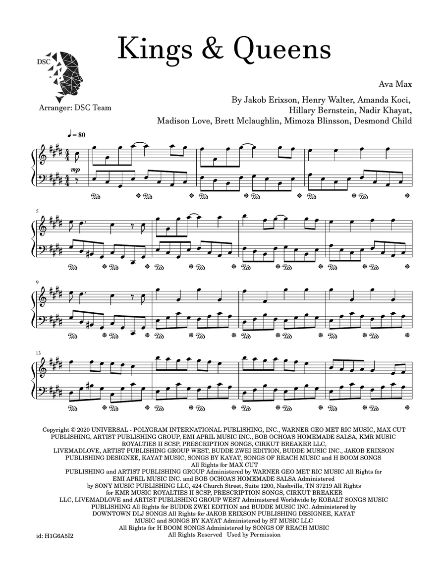 Kings & Queens Kings & Queens Piano Solo scores gallery preview page 1