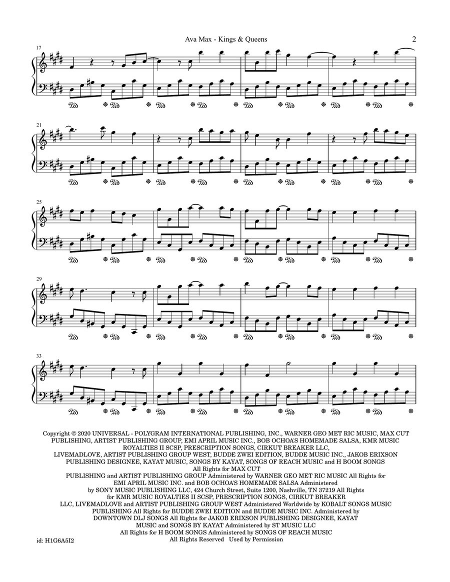Kings & Queens Kings & Queens Piano Solo scores gallery preview page 2