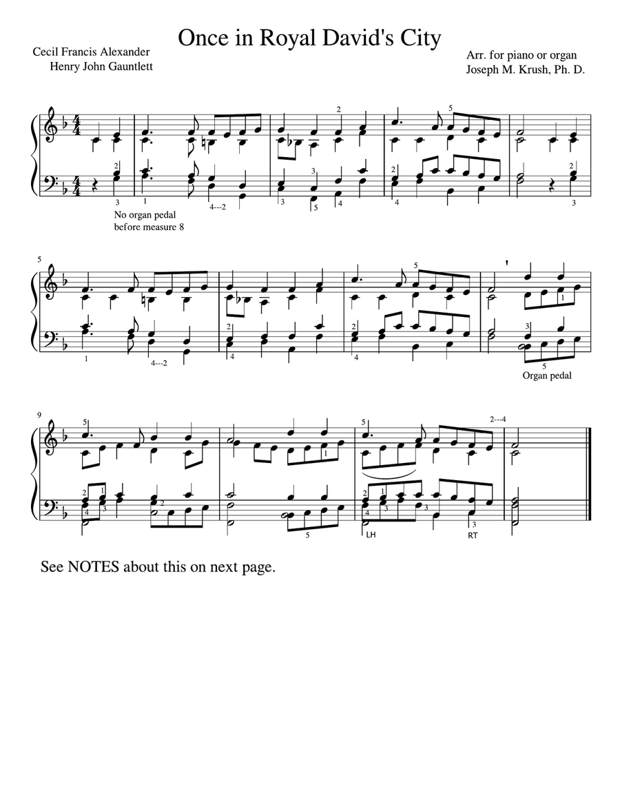 Once in Royal David's City Piano scores gallery preview page 1