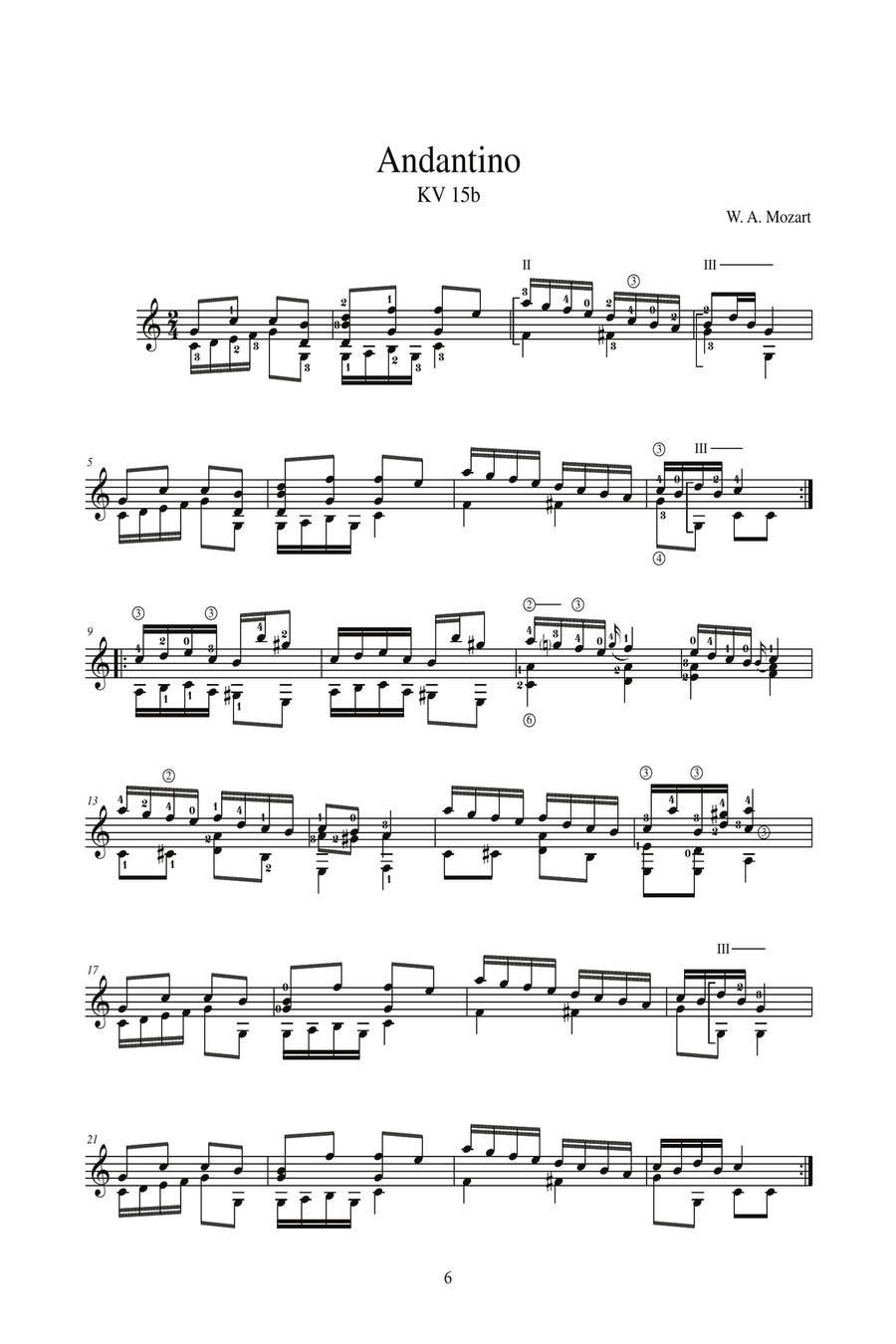 W. A. Mozart's London Sketchbook Arranged for Classical Guitar Acoustic Guitar scores gallery preview page 7
