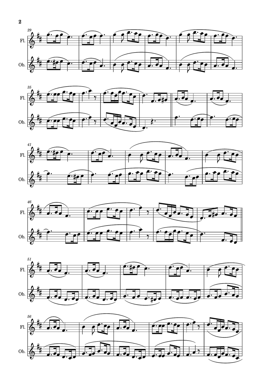 Silent Night - Arranged for Flute and Oboe. Woodwind Duet scores gallery preview page 2