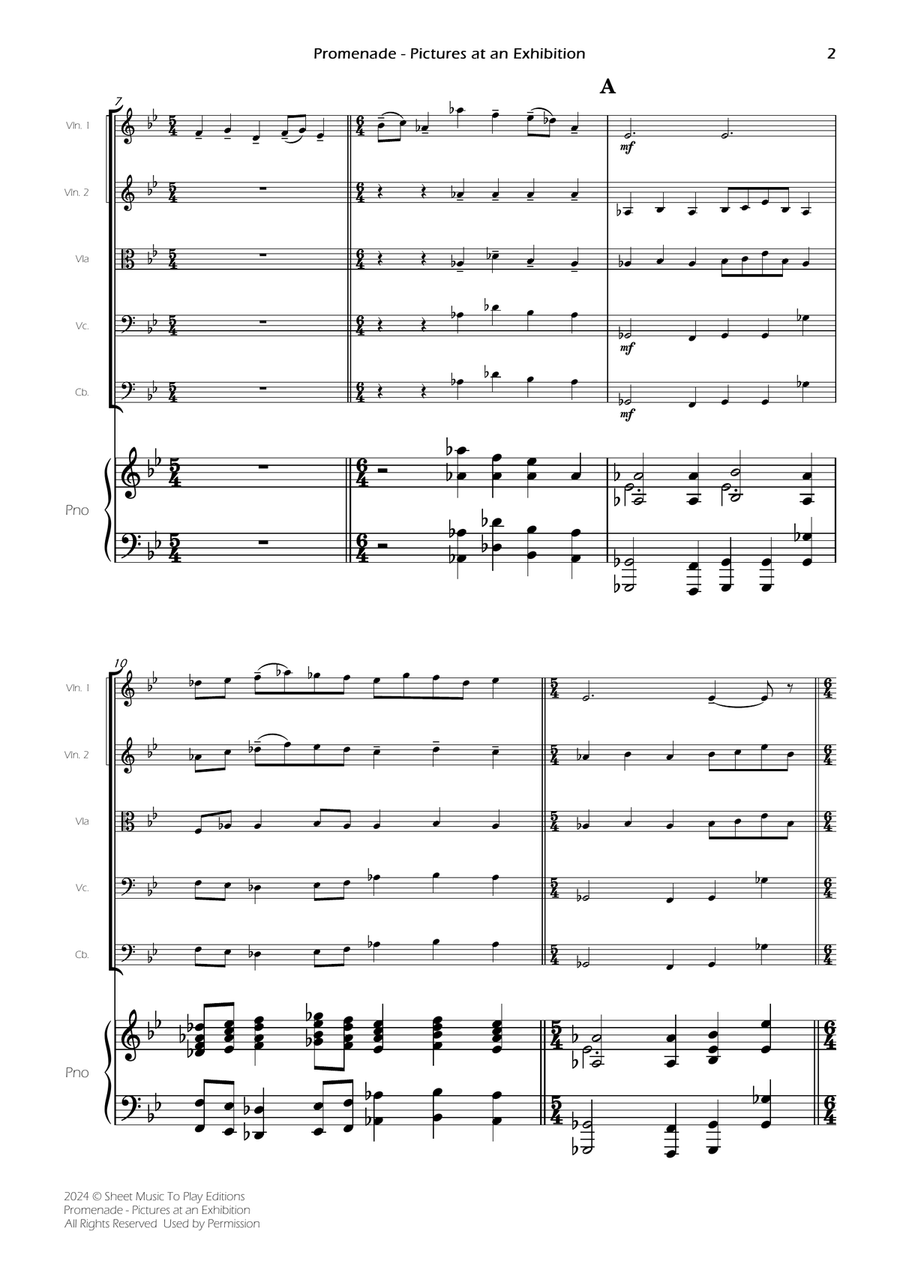 Pictures at an Exhibition - Promenade - Strings and Piano (Full Score) - Score Only String Orchestra scores gallery preview page 2