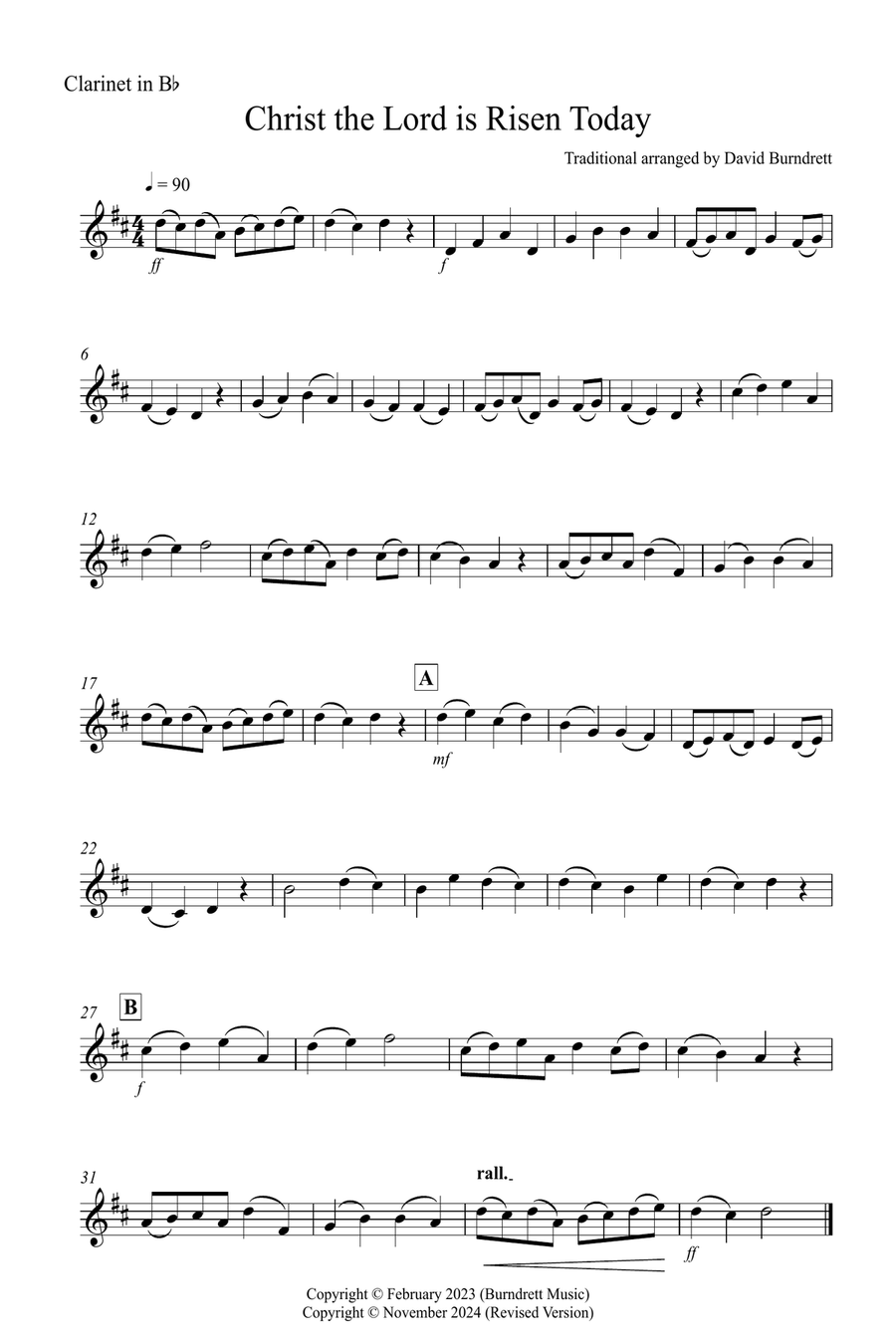 Christ The Lord is Risen Today for Clarinet and Tuba Duet B-Flat Clarinet scores gallery preview page 3