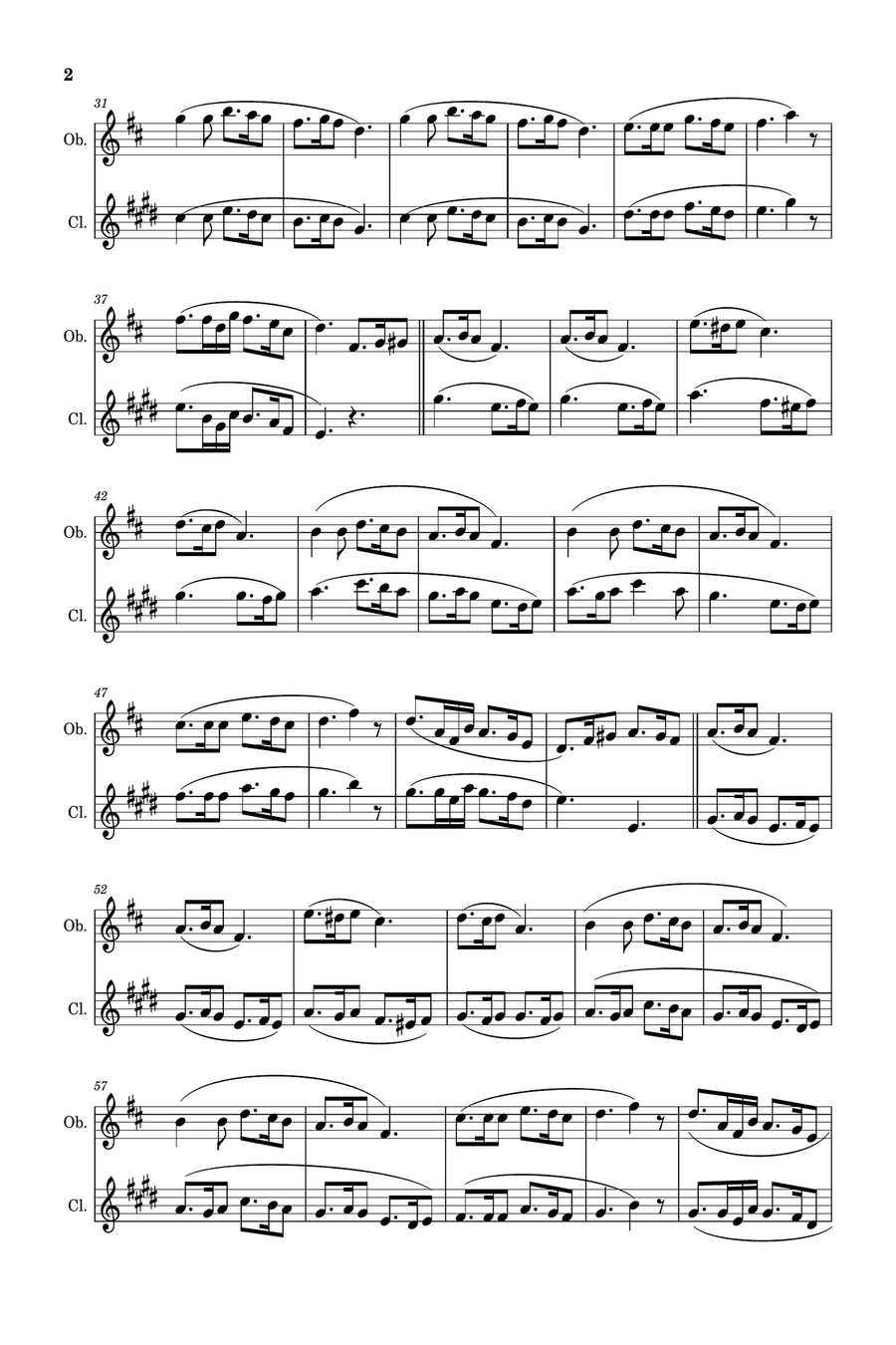Silent Night - Arranged for Oboe and Clarinet. Woodwind Duet scores gallery preview page 2