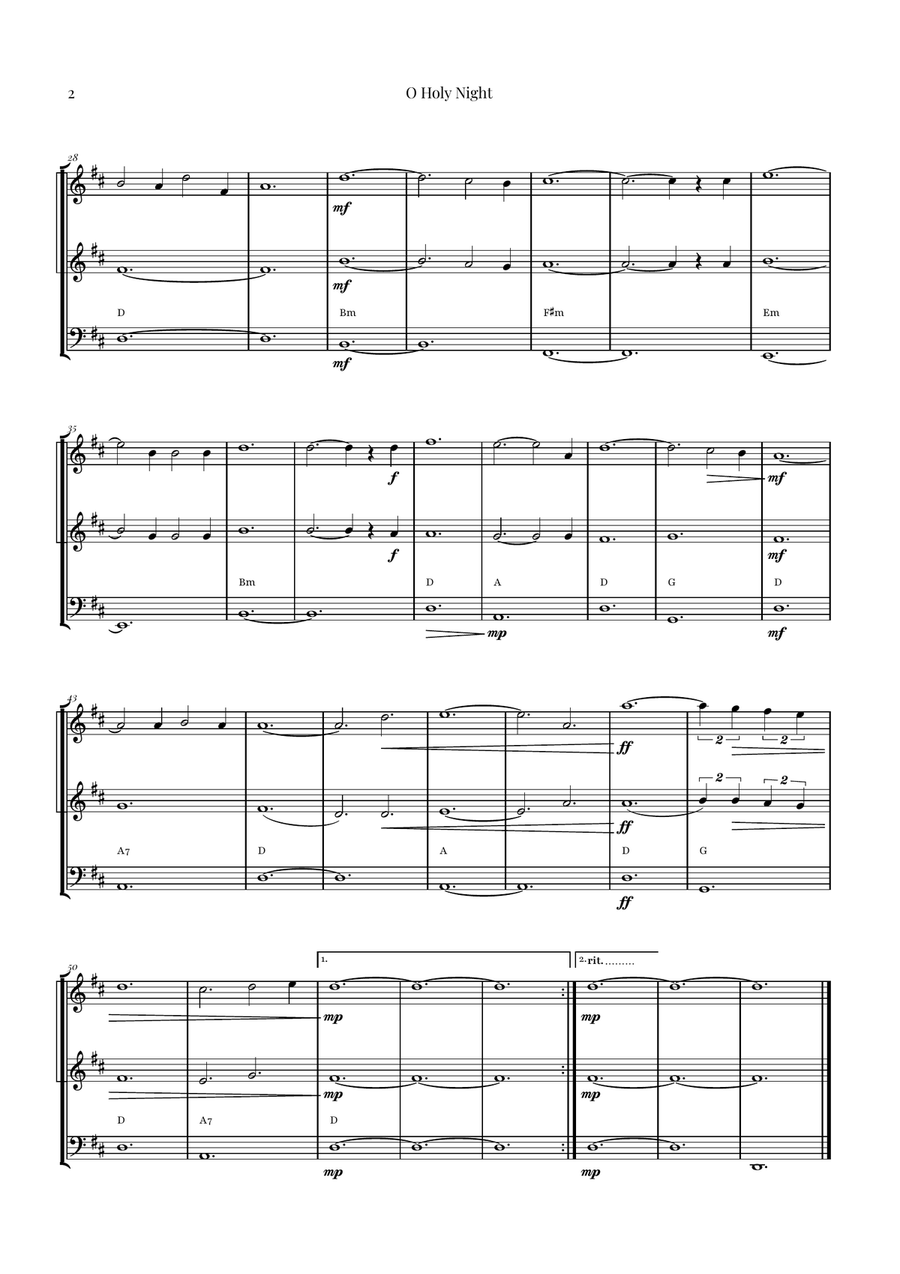 O Holy Night | Two Violins & Cello String Trio scores gallery preview page 2