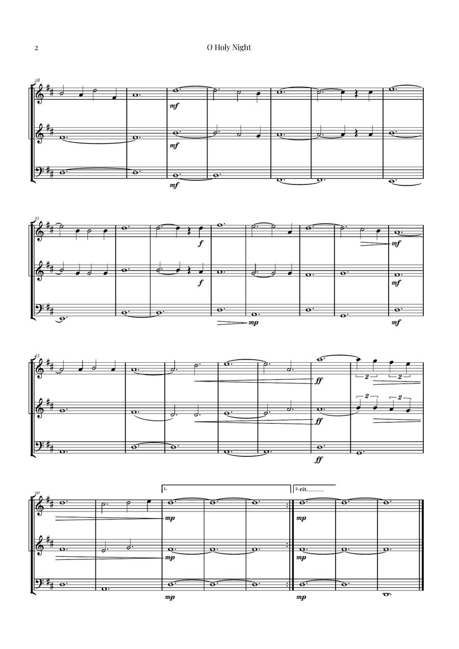 O Holy Night | Two Violins & Cello String Trio scores gallery preview page 2