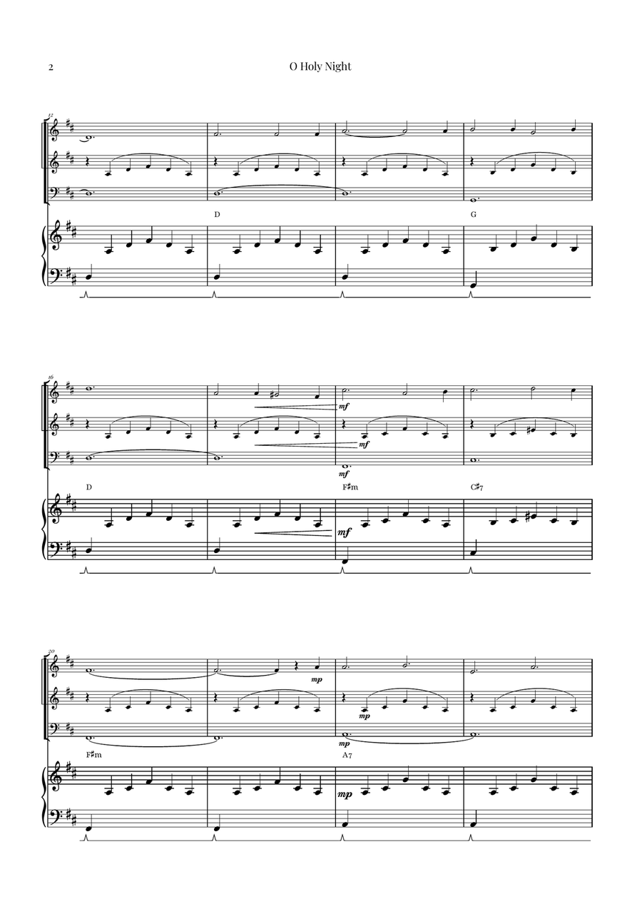 O Holy Night | Two Violins, Cello & Piano String Trio scores gallery preview page 2