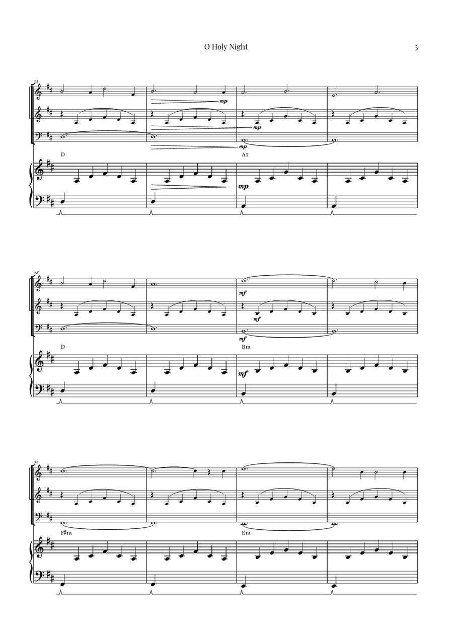 O Holy Night | Two Violins, Cello & Piano String Trio scores gallery preview page 3