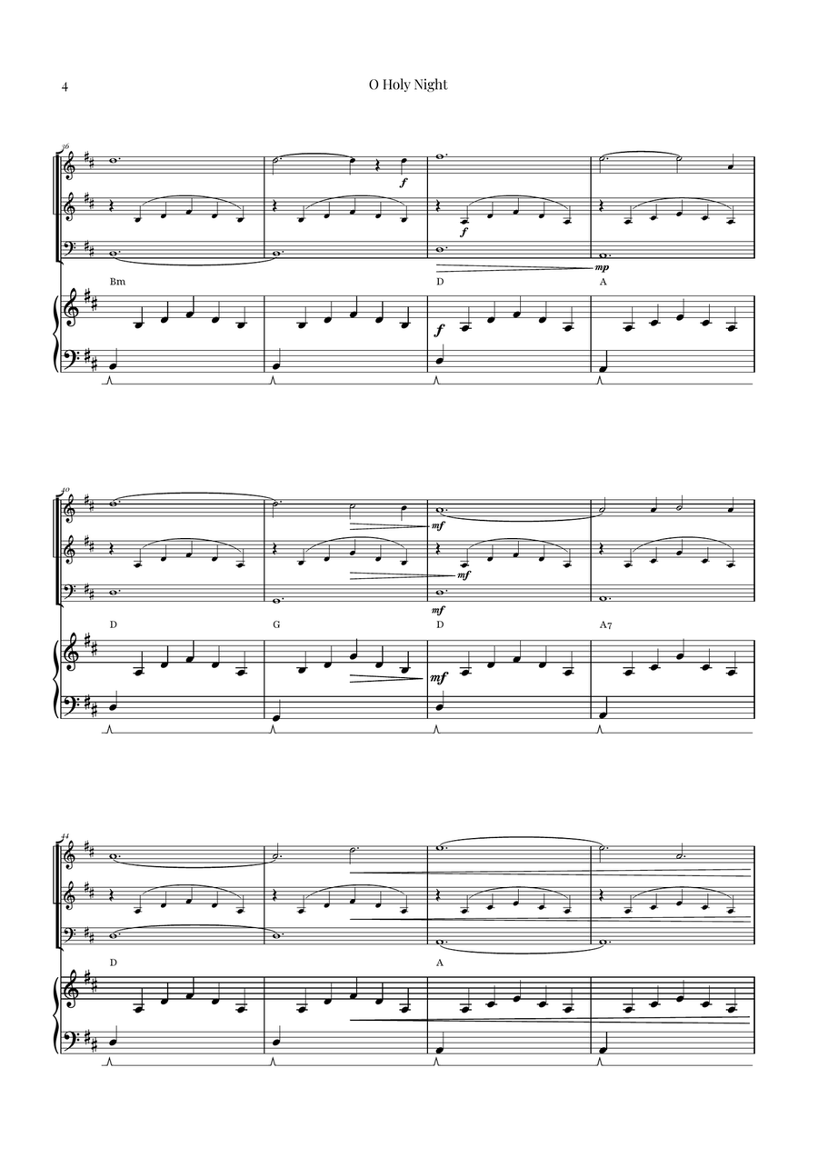 O Holy Night | Two Violins, Cello & Piano String Trio scores gallery preview page 4