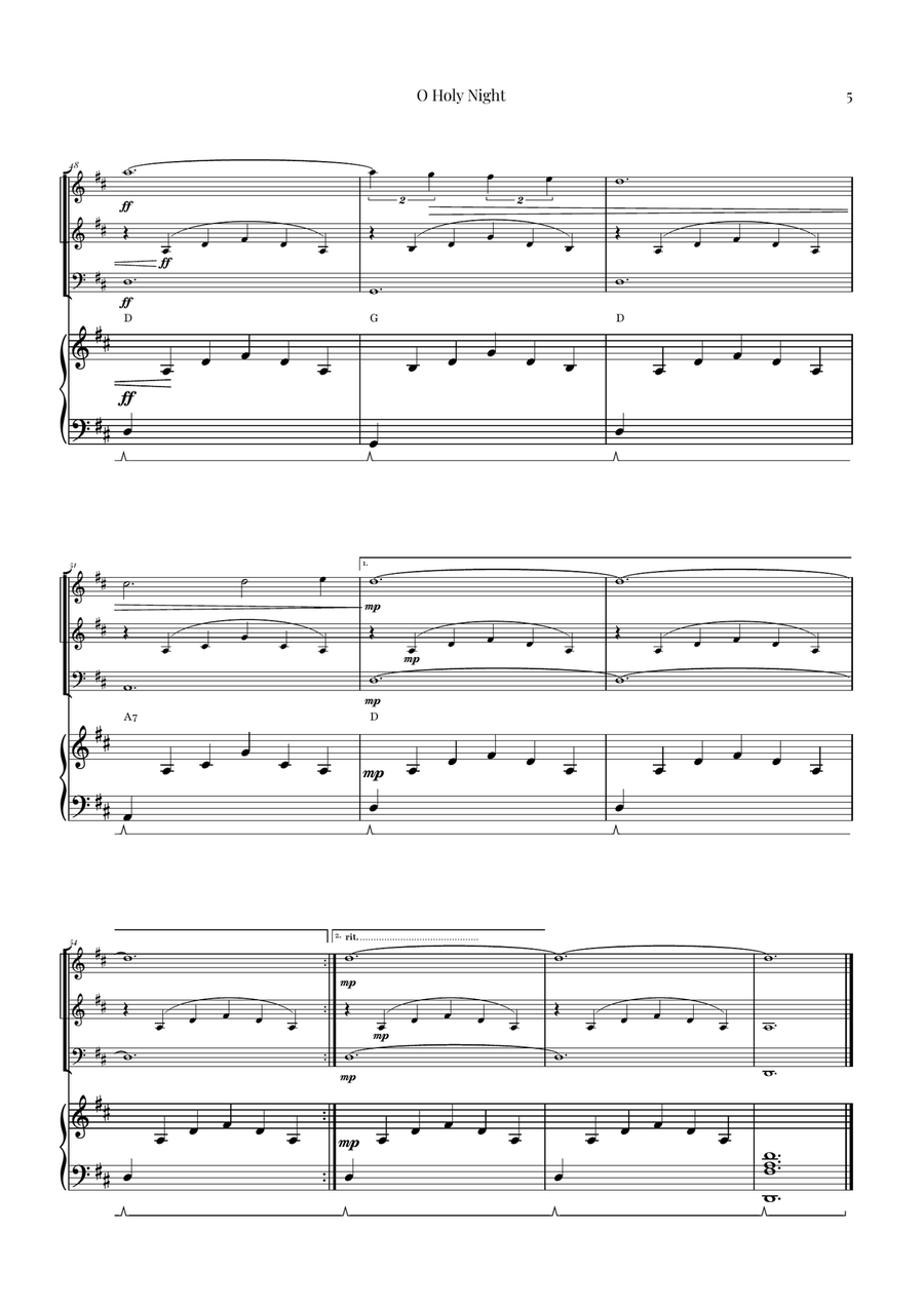 O Holy Night | Two Violins, Cello & Piano String Trio scores gallery preview page 5