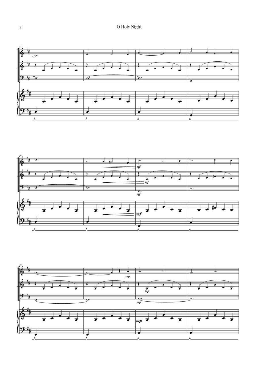 O Holy Night | Two Violins, Cello & Piano String Trio scores gallery preview page 2