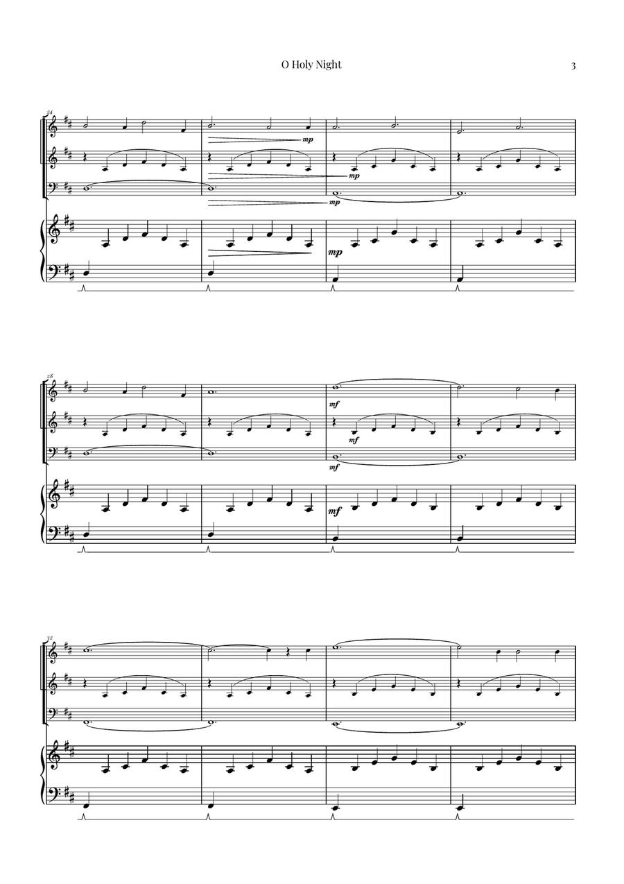 O Holy Night | Two Violins, Cello & Piano String Trio scores gallery preview page 3