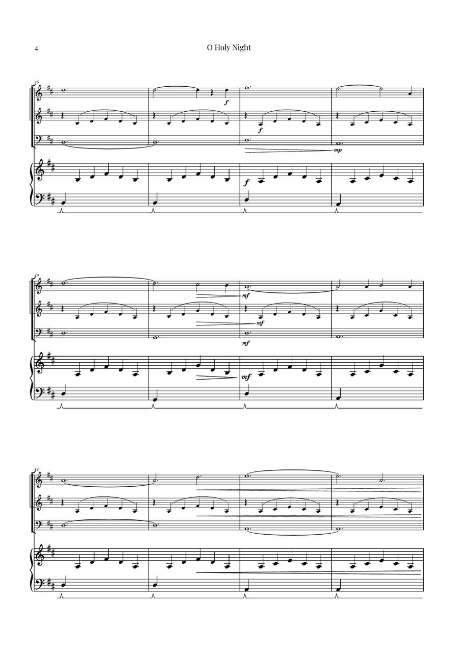 O Holy Night | Two Violins, Cello & Piano String Trio scores gallery preview page 4