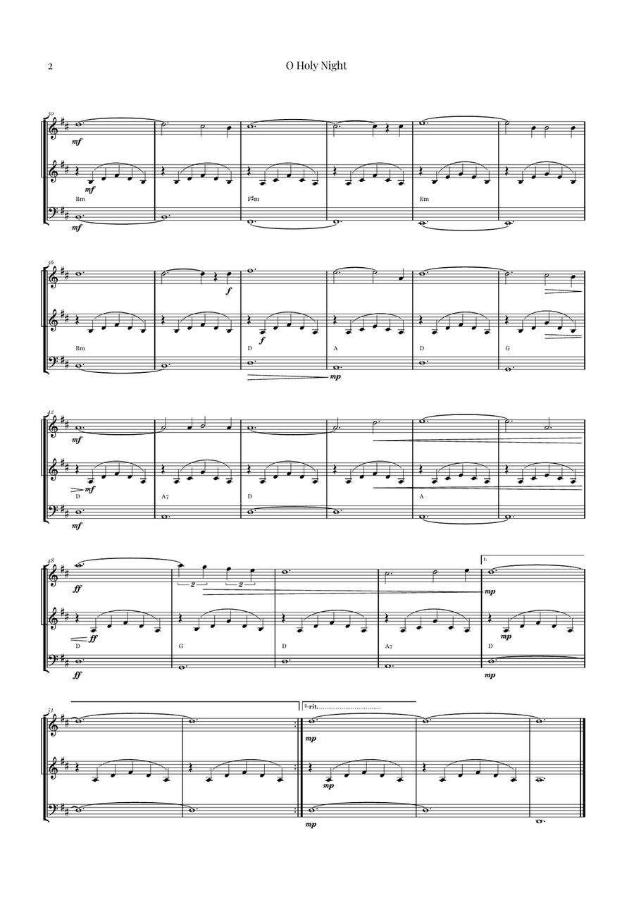 O Holy Night | Two Violins & Cello String Trio scores gallery preview page 2