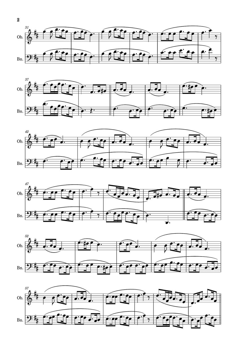 Silent Night - Arranged for Oboe and Bassoon. Woodwind Duet scores gallery preview page 2