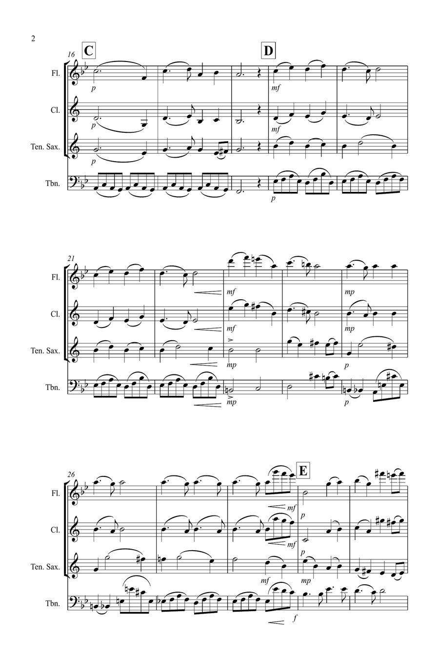 Pie Jesu (from Requiem) for Flute or Clarinet, Tenor Saxophone and Trombone Trio Small Ensemble scores gallery preview page 2